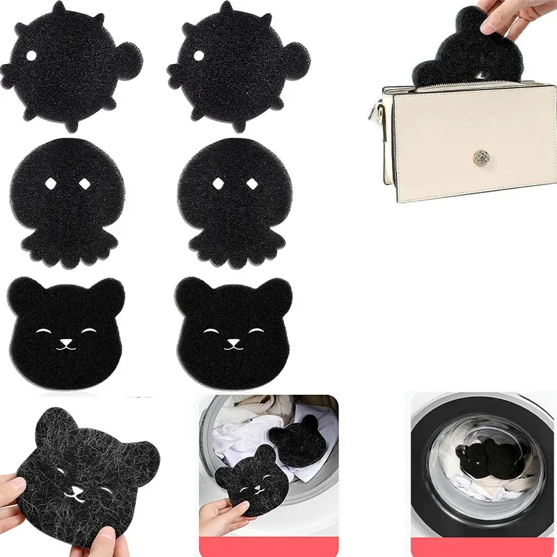 

2pcs Bear Shape Laundry Ball Washing Machine Lint Catcher Pet Hair Remover Reusable Clothes Sofa Cat Dog Hair Cleaning Sponge