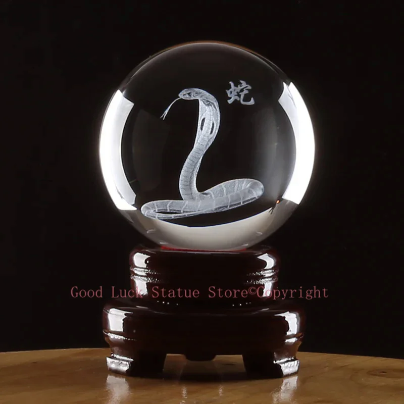 

Efficacious HOME family Talisman TOP COOL animal snake Cobra FENG SHUI Figurine 3D Crystal sculpture statue