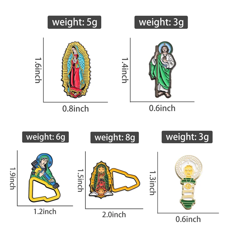 Mexican Our Lady of Guadalupe Enamel Pins Saint Jew Creative Brooches Jewelry Clothes Hat Decorative Lapel Badge for Gifts