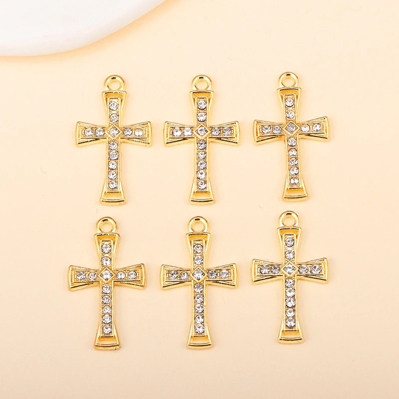 10Pcs High Quality Zircon Cross Pendant Necklace for Jewelry Making Women Girl Punk Party Gift Fashion Crystal Chain Accessories