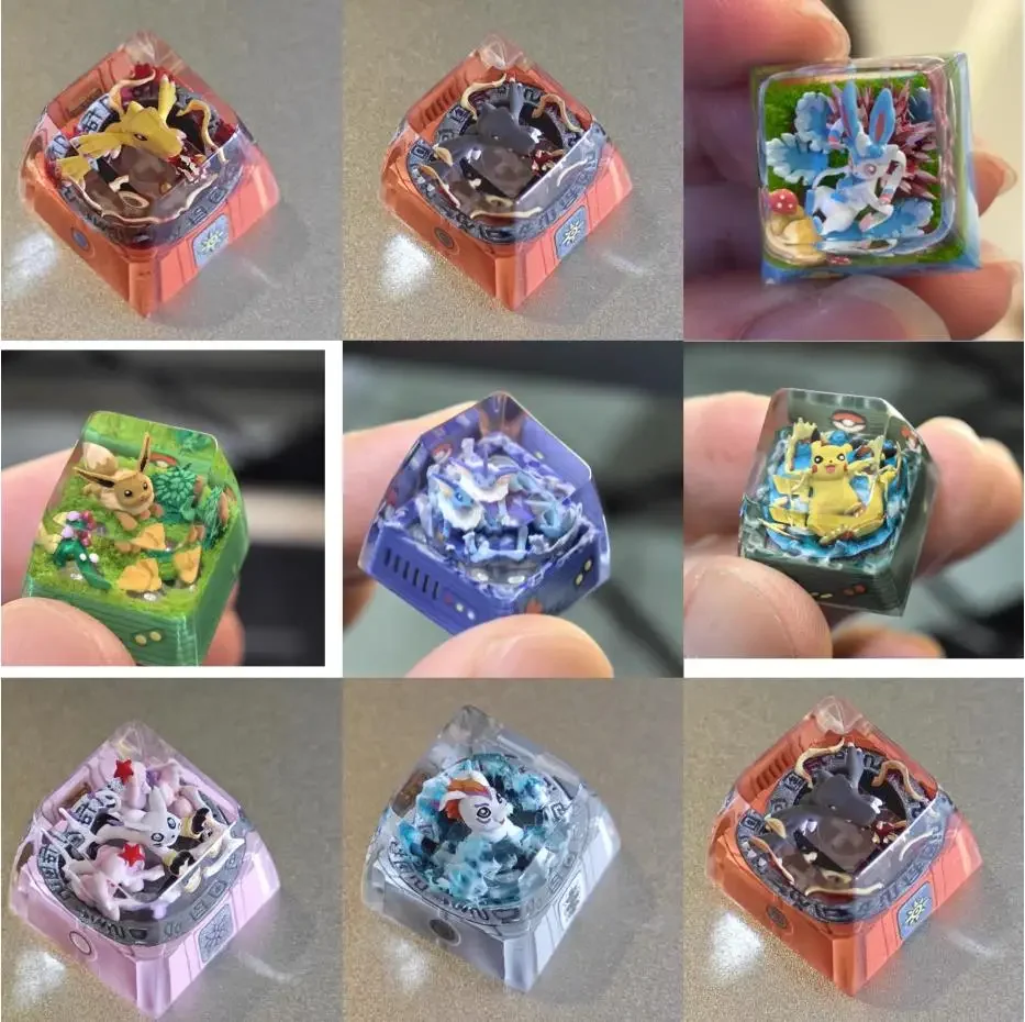 

1 keycap/set PTCG Pokemon Keycap Mechanical Keyboard Resin Transparent Stereoscopic Bulbasaur Leafeon Jolteon Umbreon Wave 3