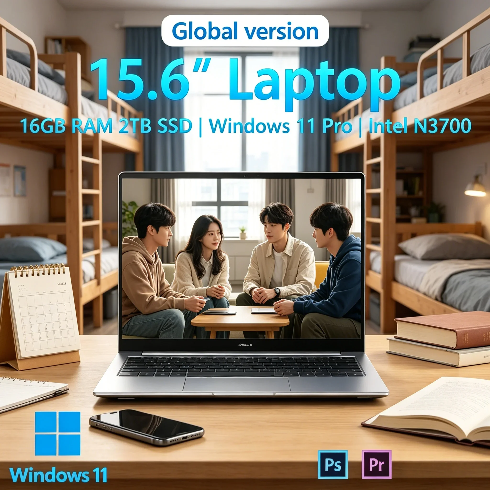 

Portable Travel Laptop 15.6'' Intel 6500Y 32GB RAM 2TB SSD Fingerprint Unlock Backlit Keys Office Study Notebook
