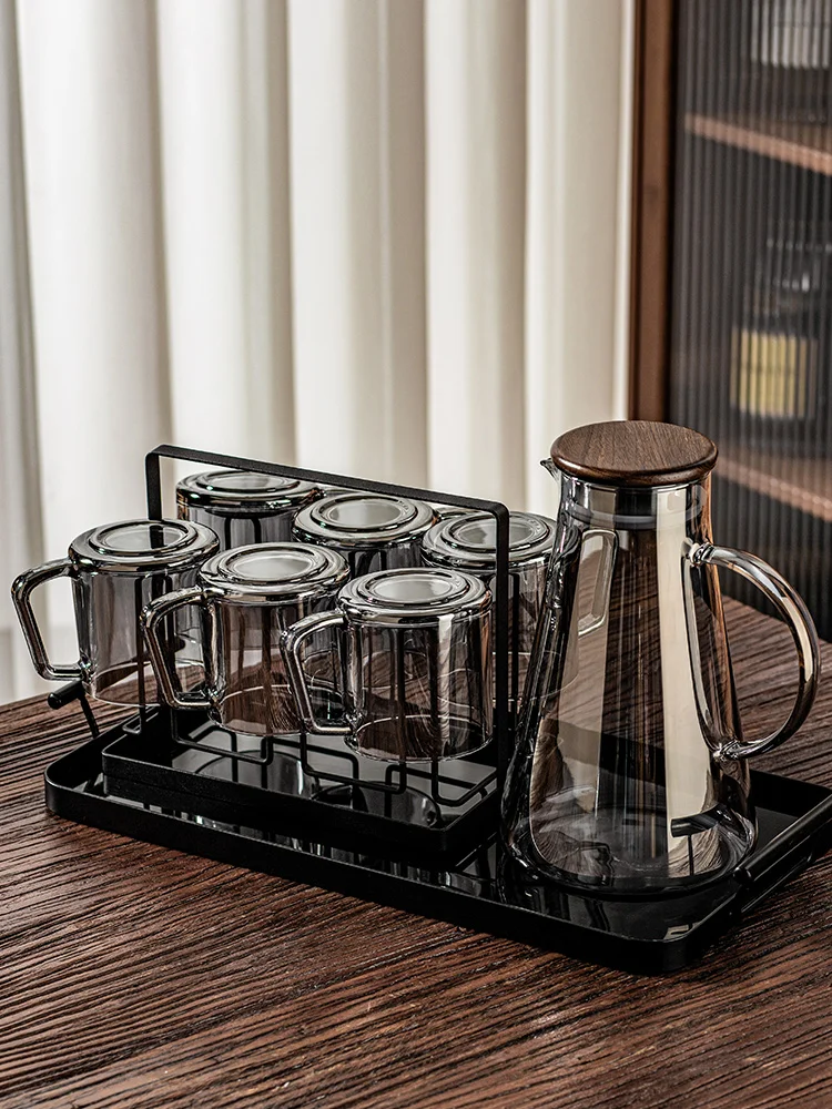 

Premium Glass Drinking Cup Set for Living Room Home Use Heat Resistant Green Tea Milk Juice Cup with Handle Simple Style Tran...
