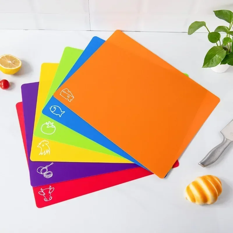 1pcs  Flexible Plastic Non-slip Chopping Block - Cutting Board - Mats With Food Icons Tools 30x 38 Kitchen Board