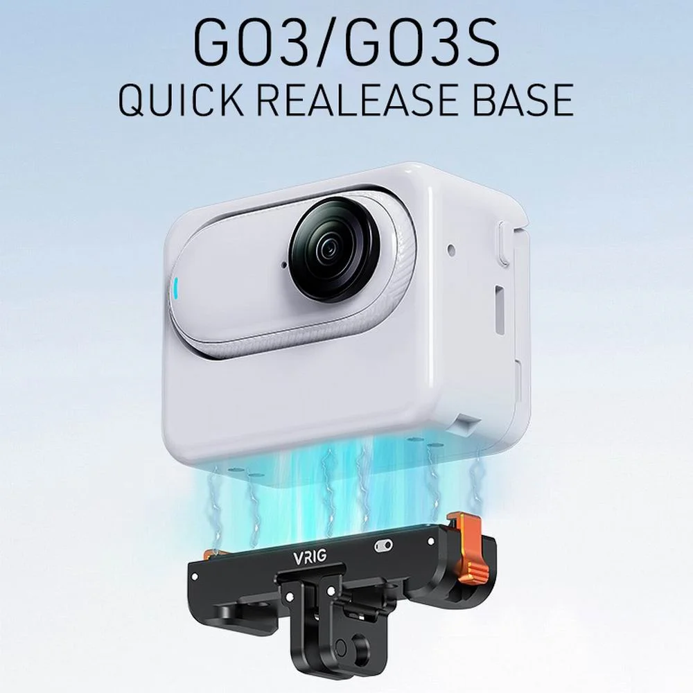 Aluminiowa magnetyczna baza ładująca VRIG do Insta360 GO3/GO3S, adapter kamery z szybkim mocowaniem i portem 1/4 Gopro do statywu. — zdjęcie produktu 2