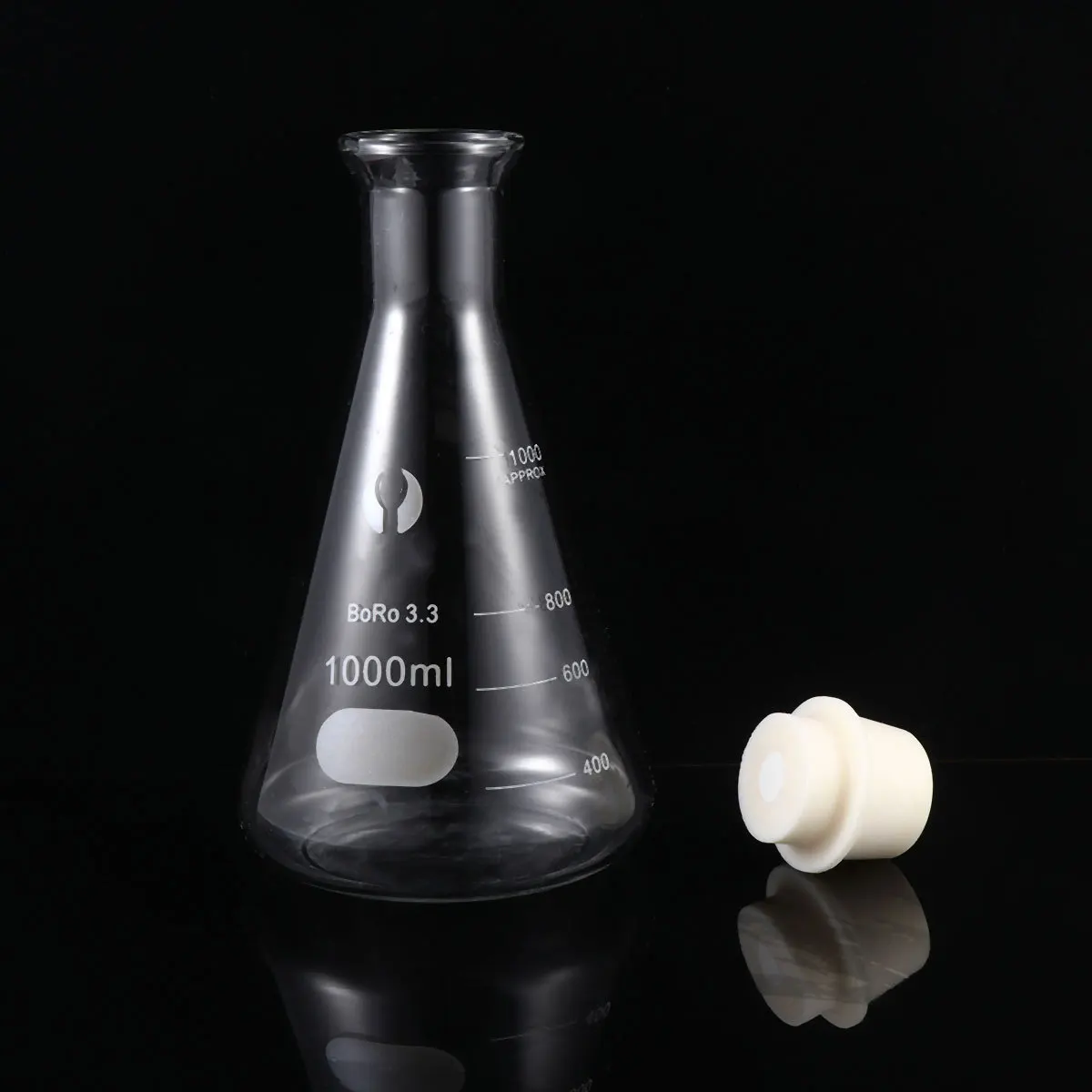 

Science Flask with Cork Erlenmeyer Stopper Chemistry Lid Glass Transparent Flasks Conical Wide Mouth