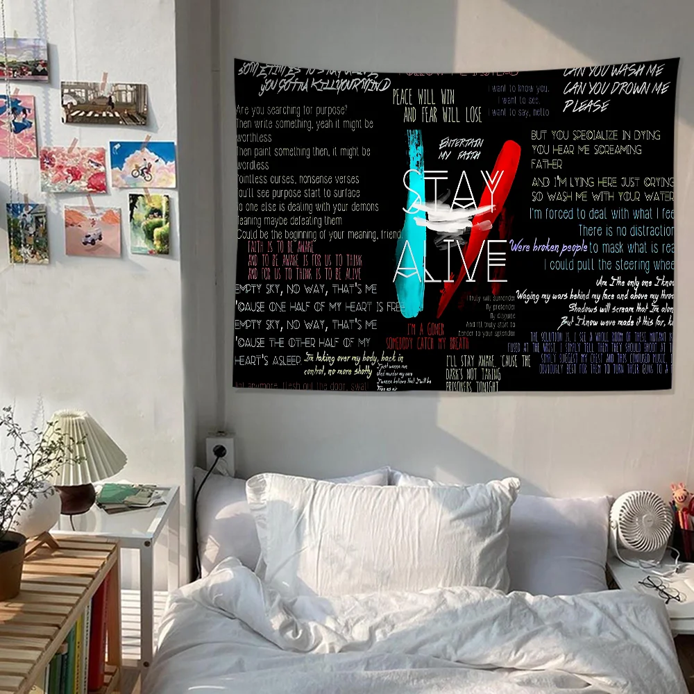 

Twenty One Pilot Backdrop Fabric Sign Poster Banner For New Year Party Decoration Photo Props Background Supplies