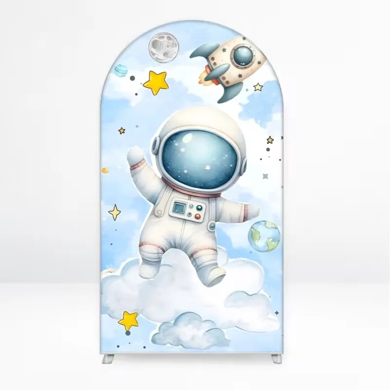 Mehofond Custom Blue Galaxy Space Planet Astronaut Boys Birthday Party Baby Shower Cover Chiara Arch Background Decor Backdrop