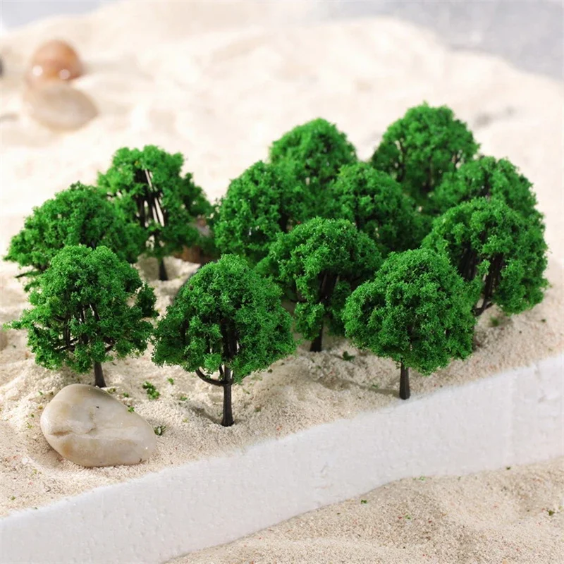 20Pcs 6cm Green Model Trees Park Wargame Road Train Railway Architectural Scenery Layout Landscape Scale 1:100 Artificial Plants