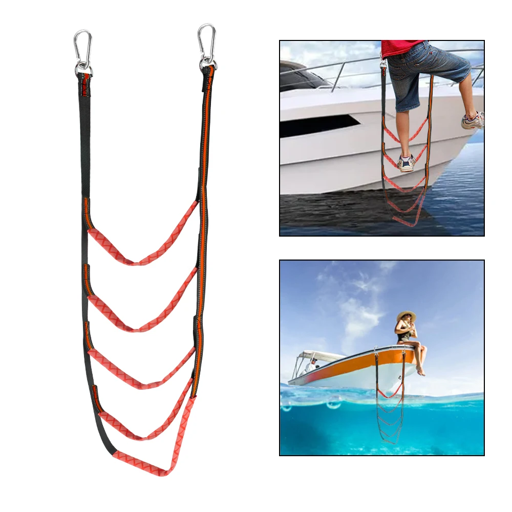 Rubber Boat Boarding Soft Ladder Yacht Boat Side Hanging Ladder Boat Folding Ladder Portable 3/4/5 Step Boat Rope Ladder