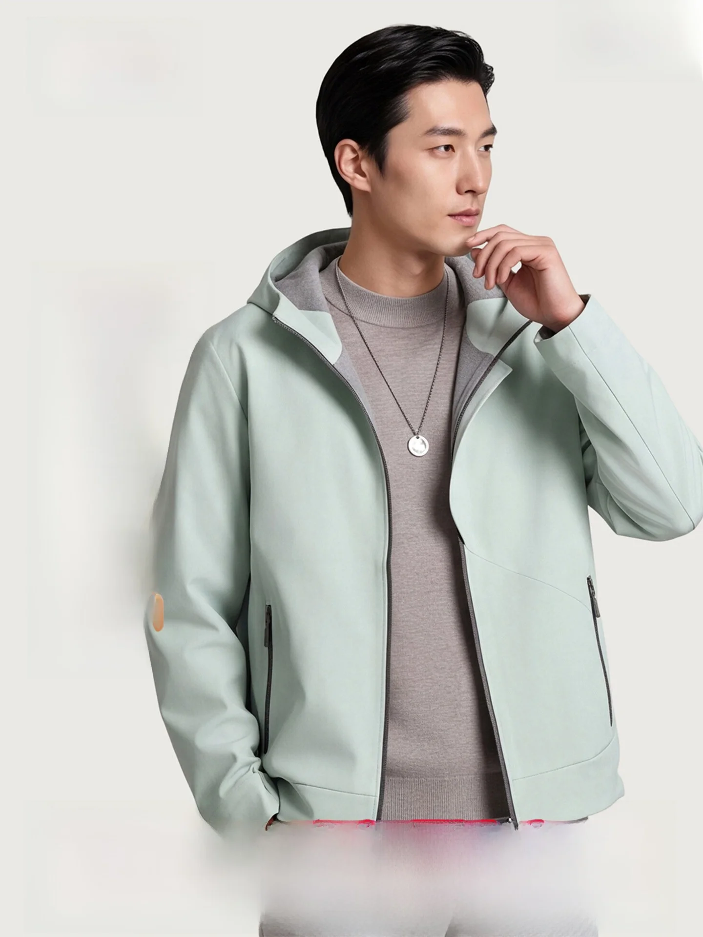 Warm Fleece Lined Hooded Jacket for Men Casual Autumn Winter Windproof Coat Standard Fit Composite Fabric Fashion Urban Style