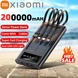 Solar energy bank Xiaomi 200000 Quick Charging Battery of Mobile Mobile Energy MAH with double cables USB 4 for iPhone Samsung 8 Main Sales Power Bank Solar Energy - №1