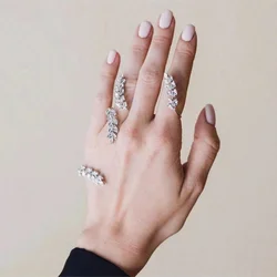Handmade Luxury Leaf Hand Jewelry Women Cute Wedding 5A+ Cubic Zirconia Fashion Bling Wedding Plam Bracelet Charms Bangles Party