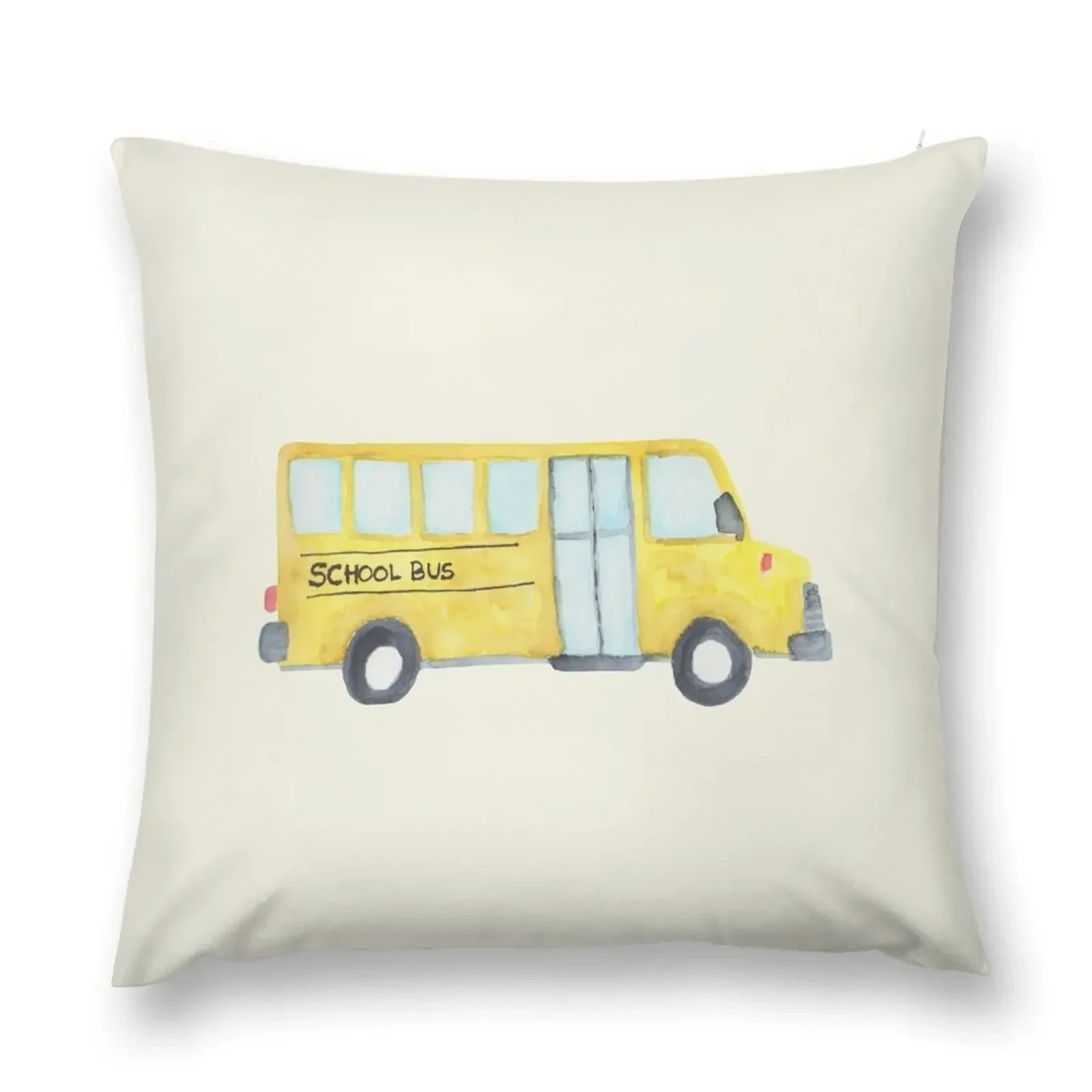 

School Bus Watercolor Pattern Throw Pillow christmas cushions covers christmas supplies christmas pillowcases pillow