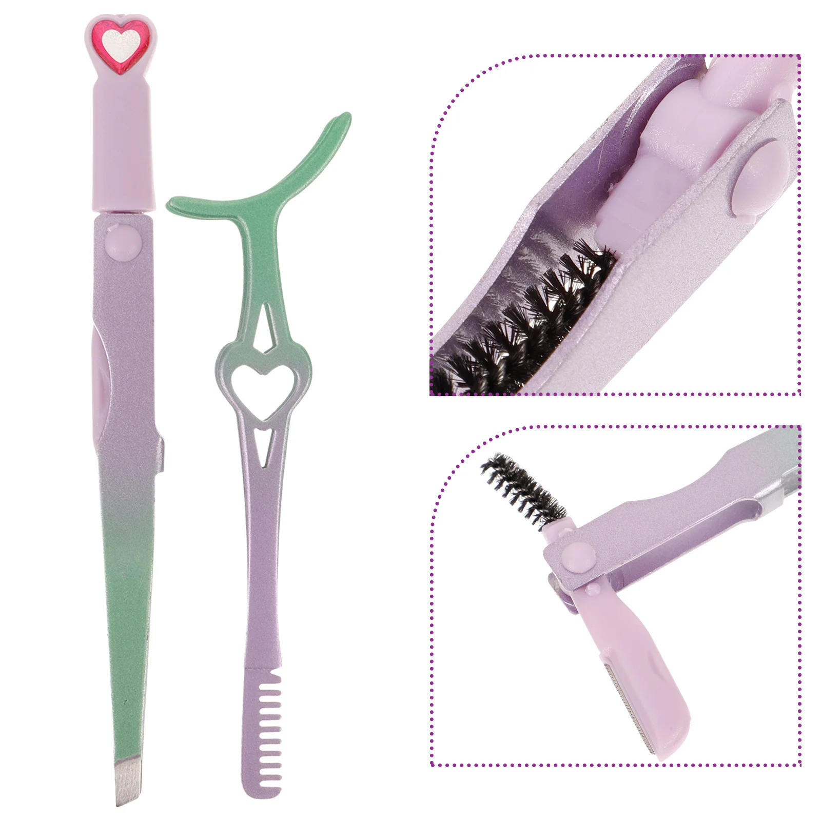 مجموعة واحدة من مشبك ملاقط الرموش من الفولاذ المقاوم للصدأ مع مشط أداة توزيع الرموش الاحترافية للوصلات