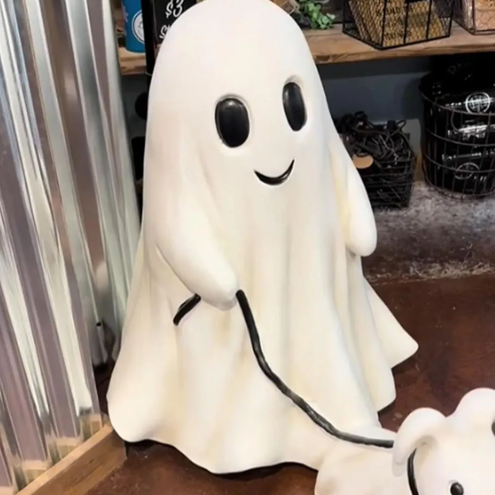 Halloween Ghost Walking Dog Statue Halloween Ghost Dog Statues Spooky Ghost Dog Halloween Figurine Home Tabletop Decorations