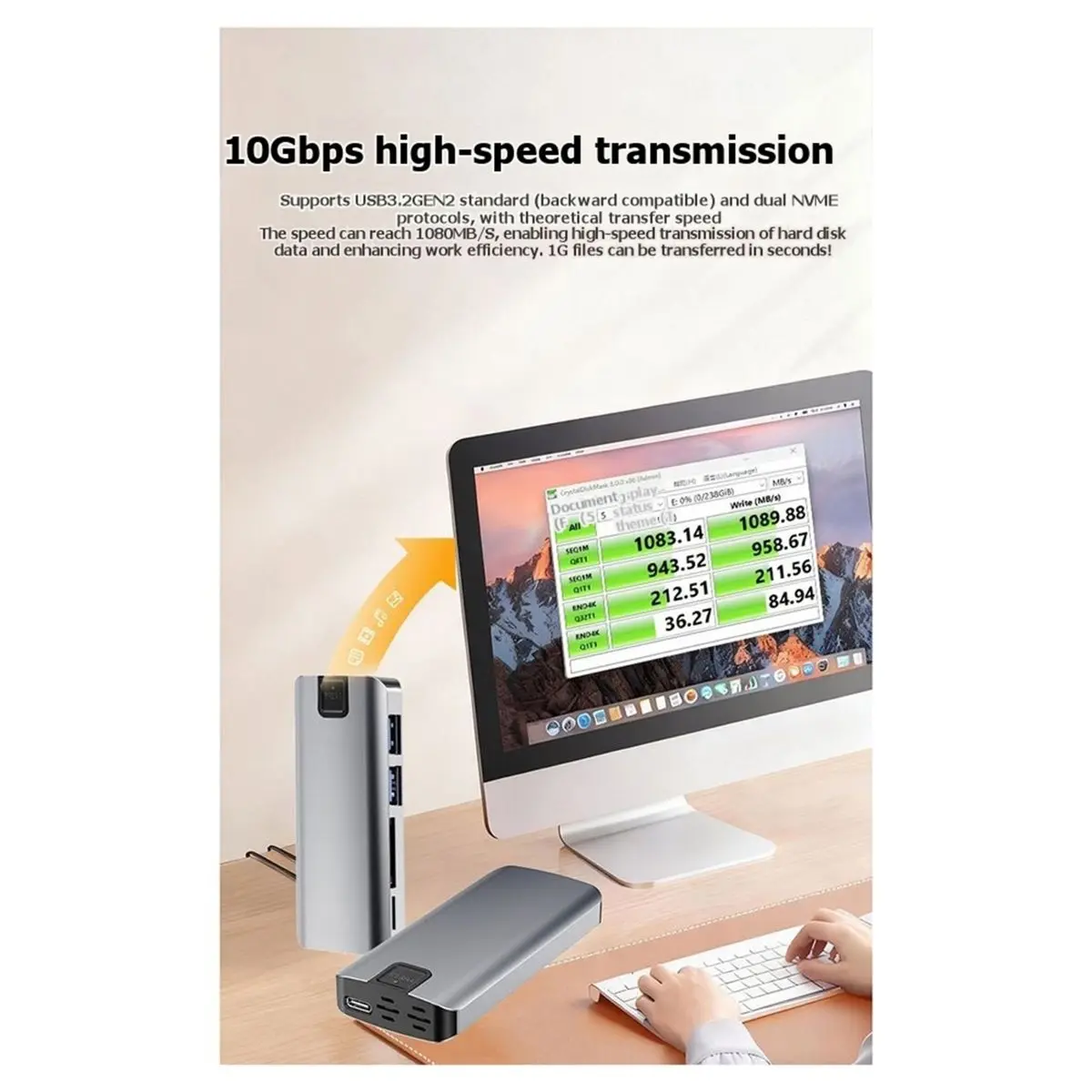 NEW FACTORY~M.2 Expansion Dock NVMe/NGFF HUB External Hard Drive Enclosure 10Gbps SSD Case for M2 Solid State Drive A-C Line