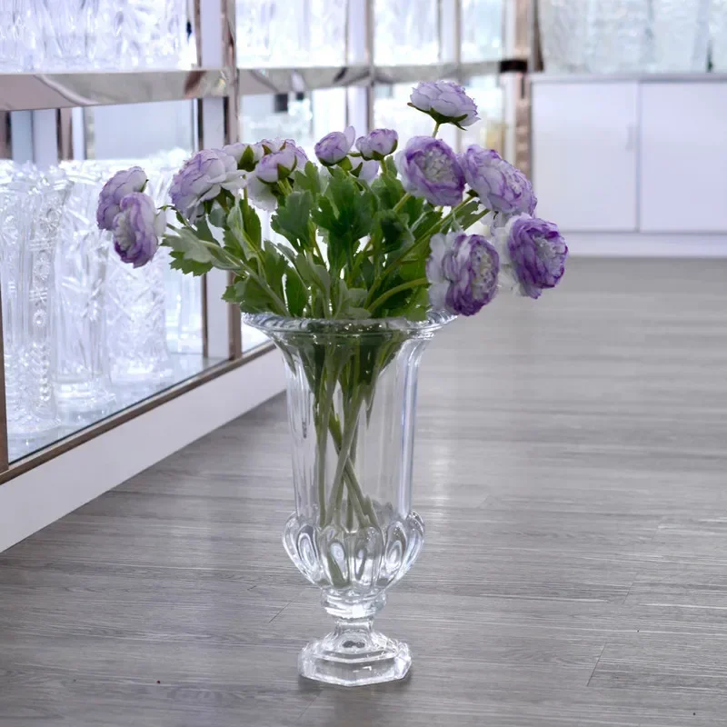 French Light Luxury Thick Crystal Glass Vase Bud Flower High Foot Series Fruit Bowl Fruit Bucket Fireworks Utensils Decoration