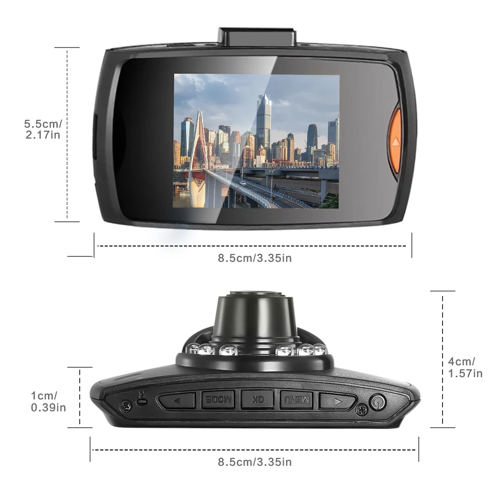 HD Dash Cam with IR Night Vision, Loop Recording & Wide-Angle Lens - Includes 2.4