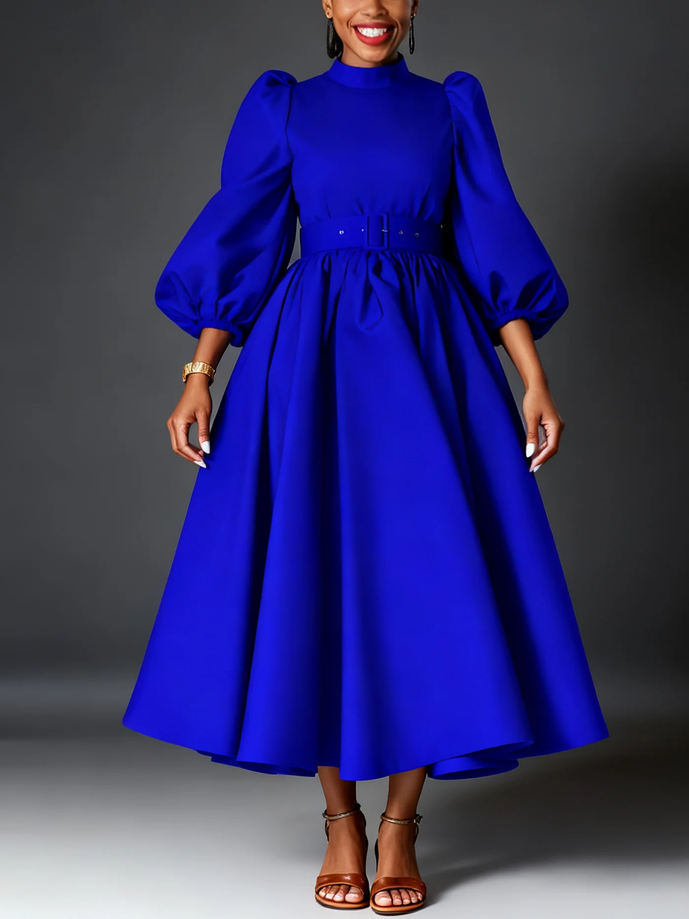 بالإضافة إلى حجم، فستان قميص الربيع والخريف بأكمام طويلة