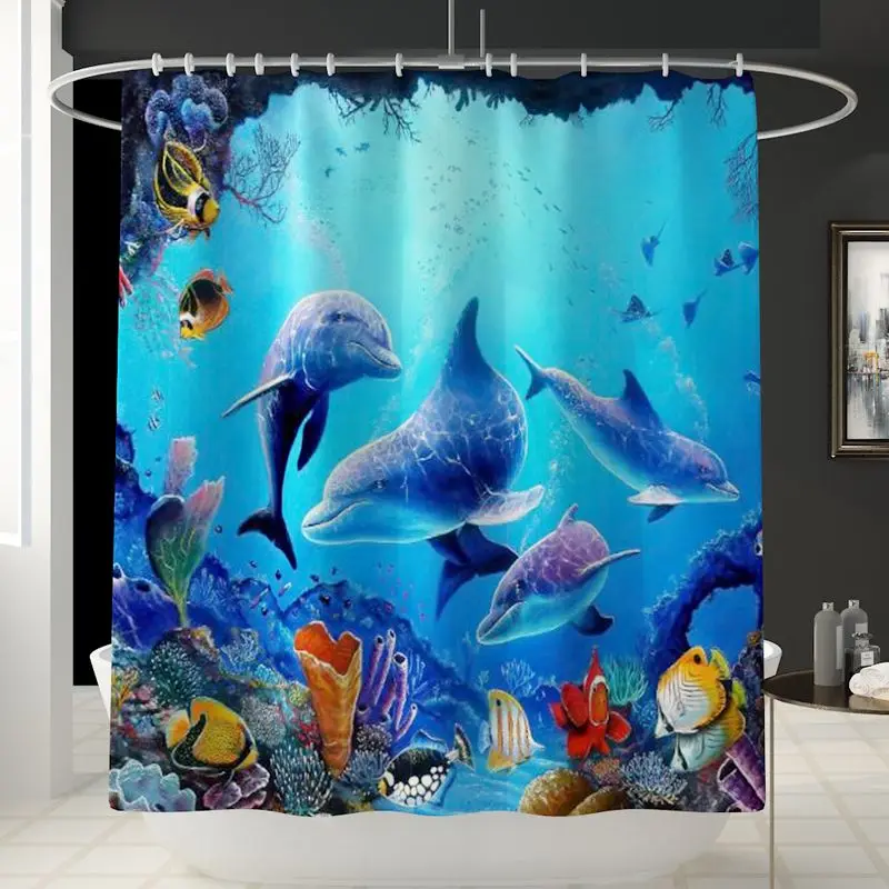 3/4 in 1 Shower Curtain Set Waterproof Thick Solid Bath Curtains Bathing Toliet Cover Floormat for Bathroom Bathtub Washstand