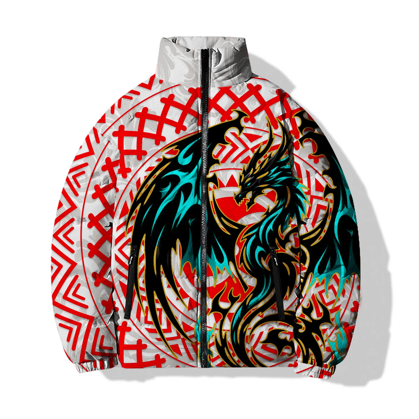 Fashion Dragon and Phoenix Print Parkas Casual and Versatile Men\'s Winter Coats Winter New Style Mens Clothing Jackets Man Coat