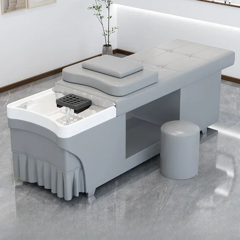 

S Head Therapy Shampoo Chair Beauty Salon Barber Shop Hair Salon With Water Circulation Fumigation Head Massage Therapy Bed