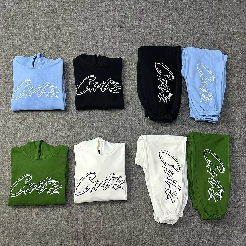 

Trendy Street Sle Loose Fit Hoodie And Pants Set for Men And Women Casual Comfortable Cotton Long Sve Autumn Wear