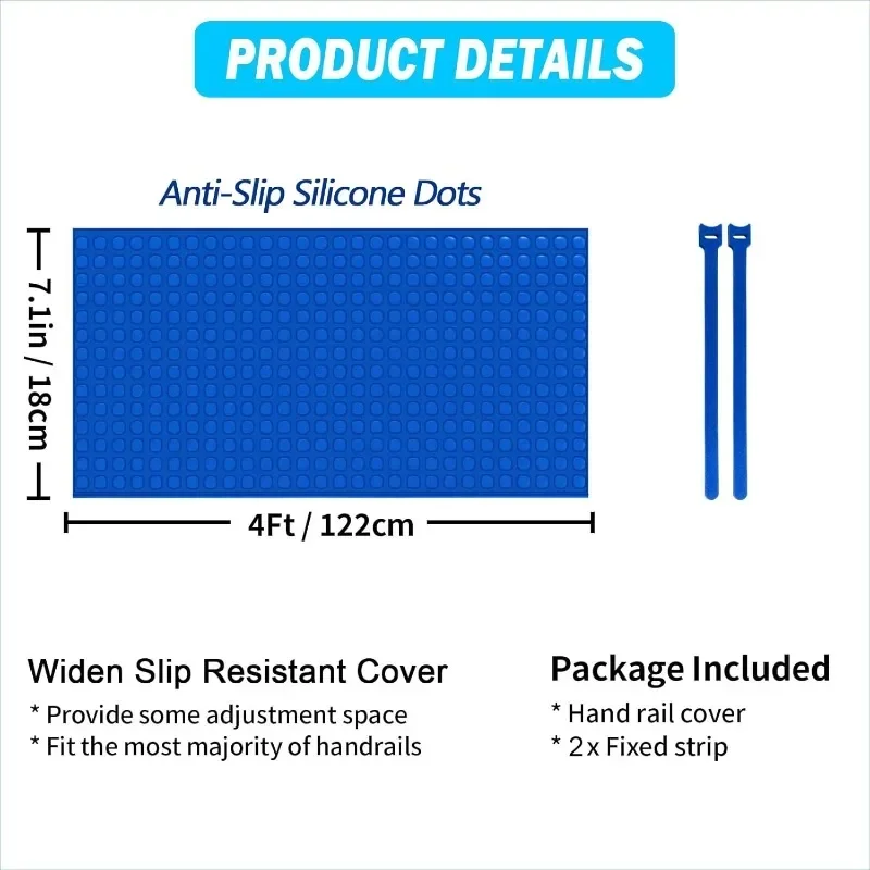 Cubierta de pasamanos de piscina, funda de agarre de pasamanos de piscina antideslizante, agarre de riel para cubierta de barandilla de mano de piscina (10 pies)