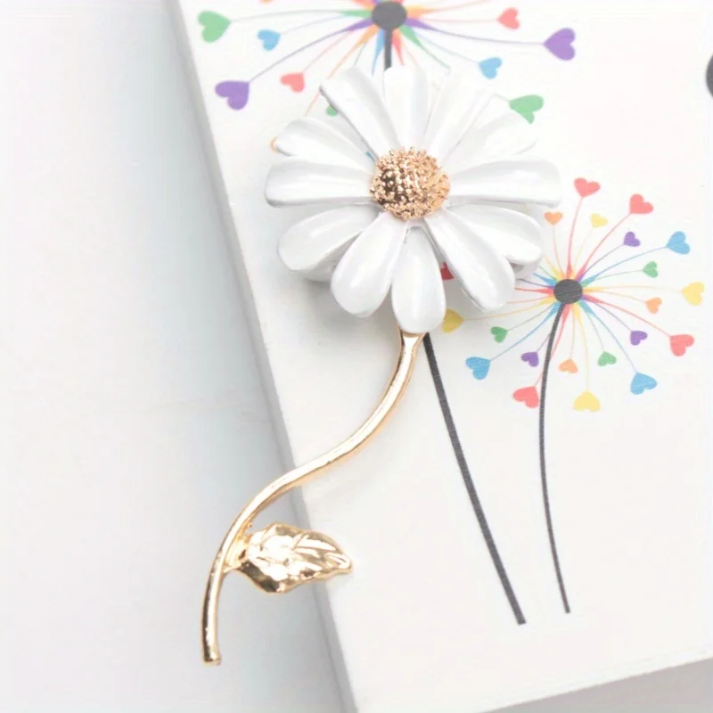 New Fashion Simple Drop Oil Small Daisy Brooch Temperament Sunflower Collar Pin Anti-slip Pin