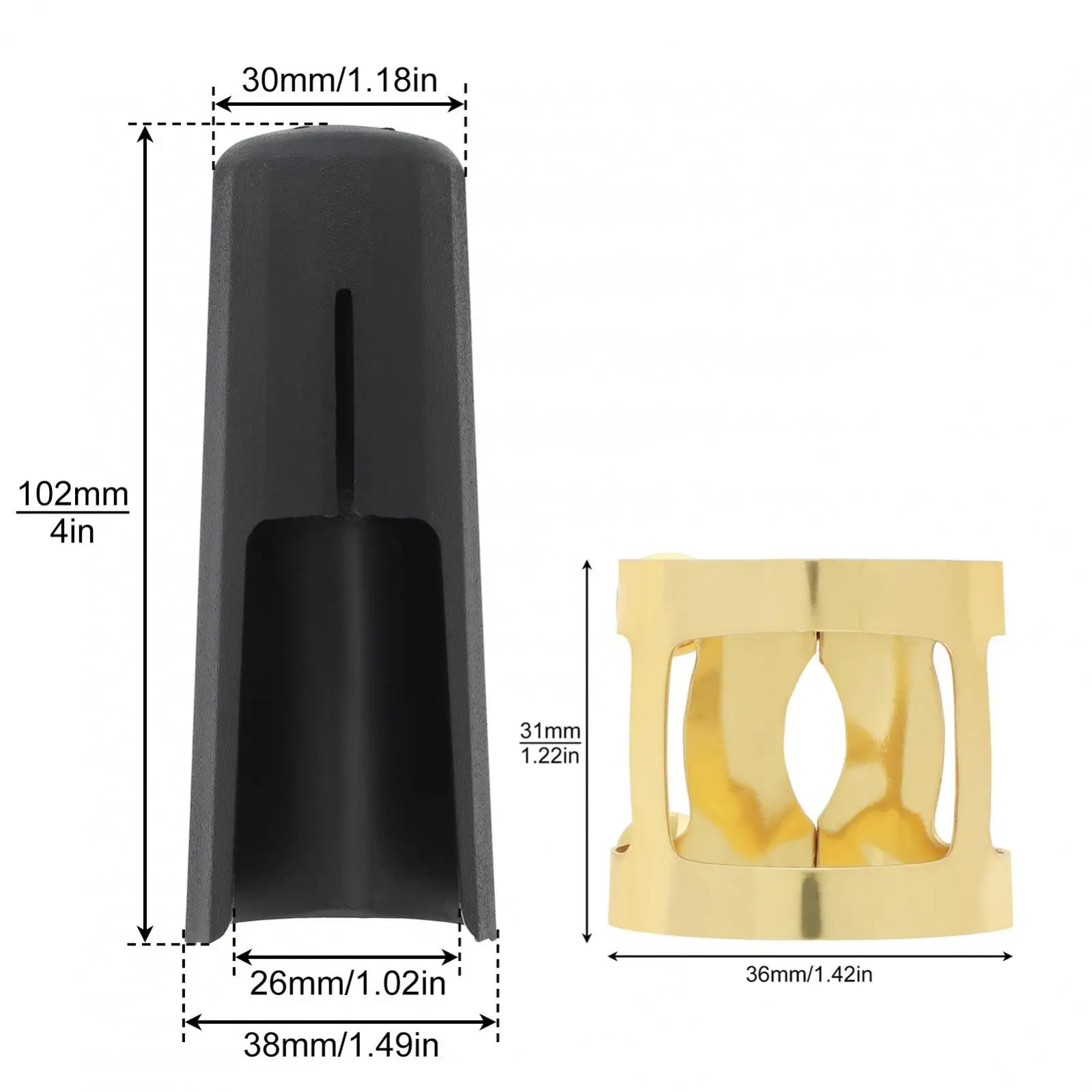 bE Alto Saxophone Mouthpiece Cover Cap Gold-plated Brass Ligature Baritone Sax Mouthpiece Protective Cover Replacement Kit