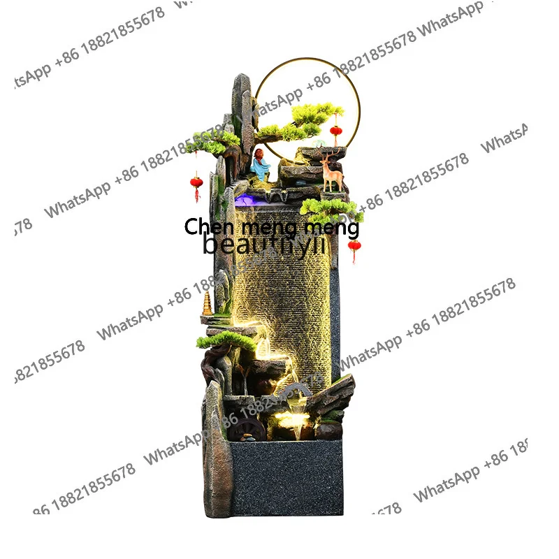 

New Chinese rockery flowing water fountain landscape water curtain wall office living room decoration cycle ornament H