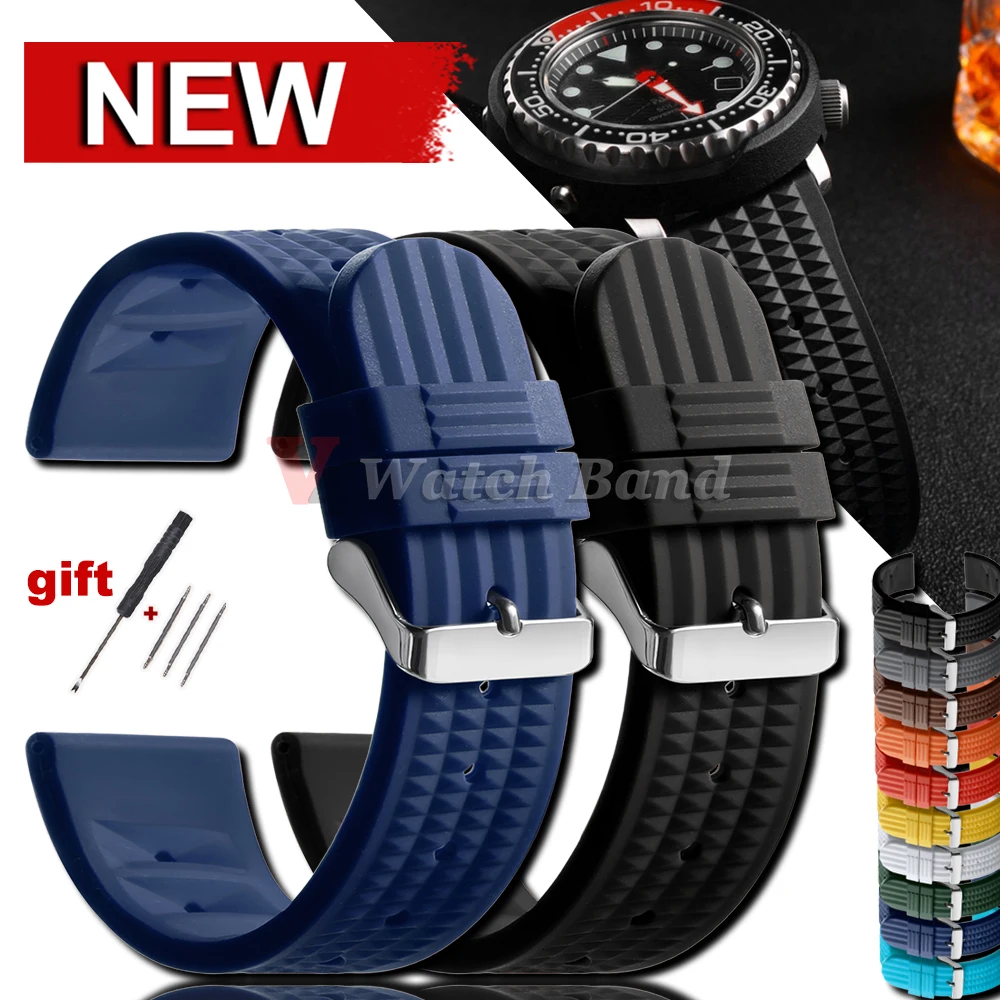 Correa de goma de 20mm y 22mm para Omega, pulsera Universal para hombre, buzo, silicona, resistente al agua, deportiva para Seiko 5 SKX007