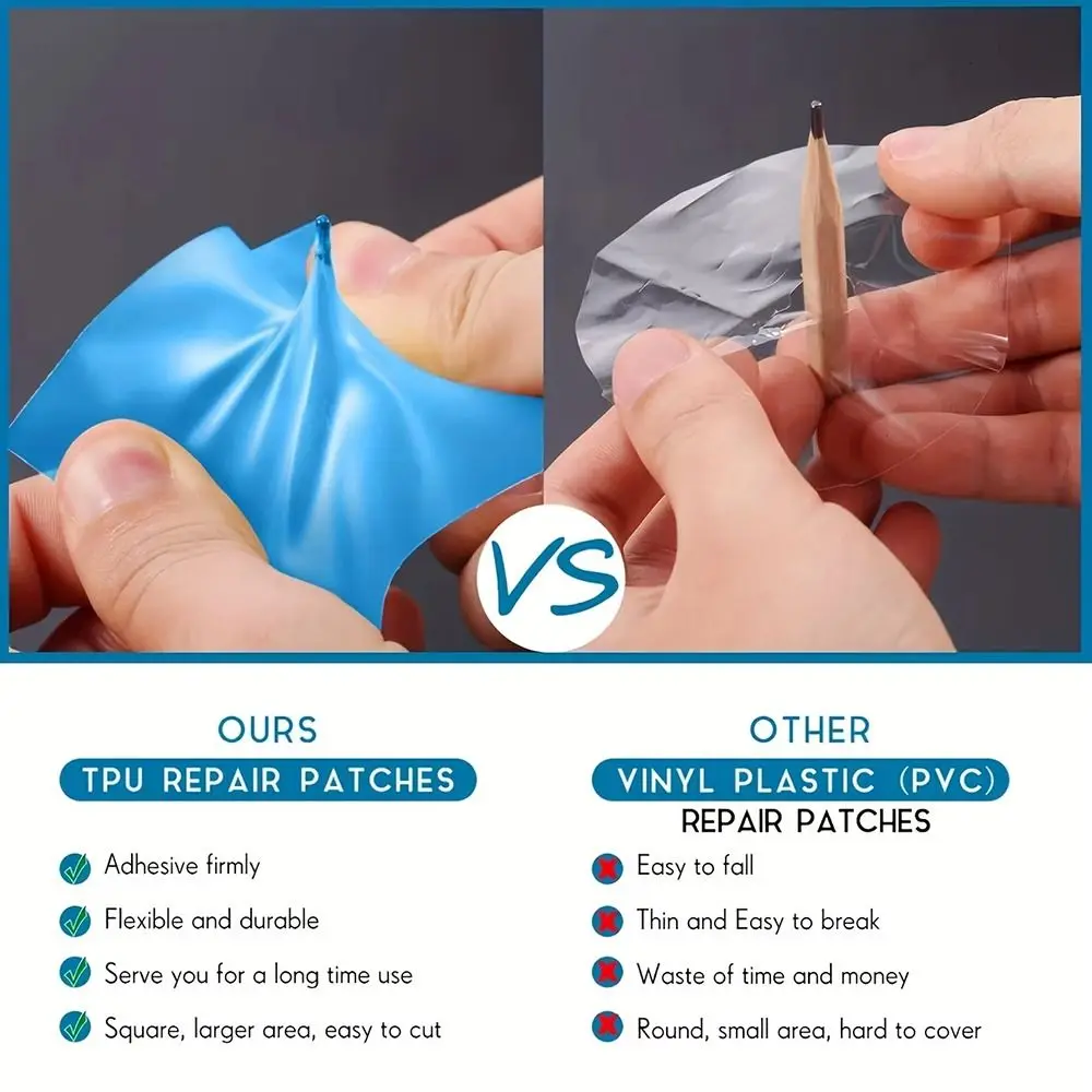 10Pcs New Underwater Repair Pool Repair Patches For Swimming Pool Multifunctional Pool Repair Kit Self-Adhesive PVC Patch Glue