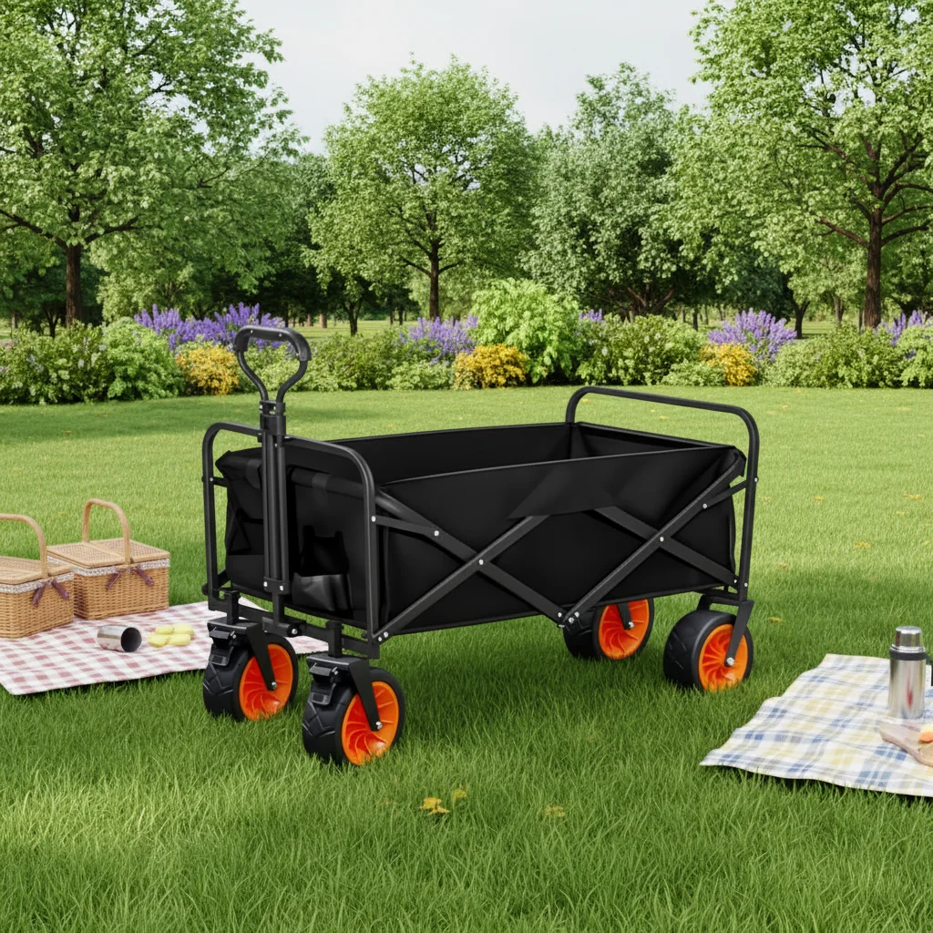 Outdoor Camping Trolley Cart with Customizable Colors Heavy  Foldable Utility Wagon for Camping Picnic Beach Shopping Travel