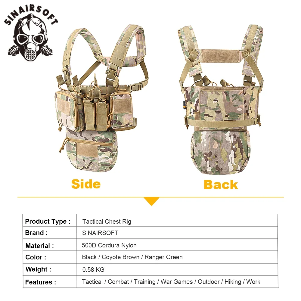 Tactical Vest CS Match Wargame TCM Chest Rig Airsoft Pack Magazine Pouch Holster Molle System Waist Men Airsoft Hunting Vest