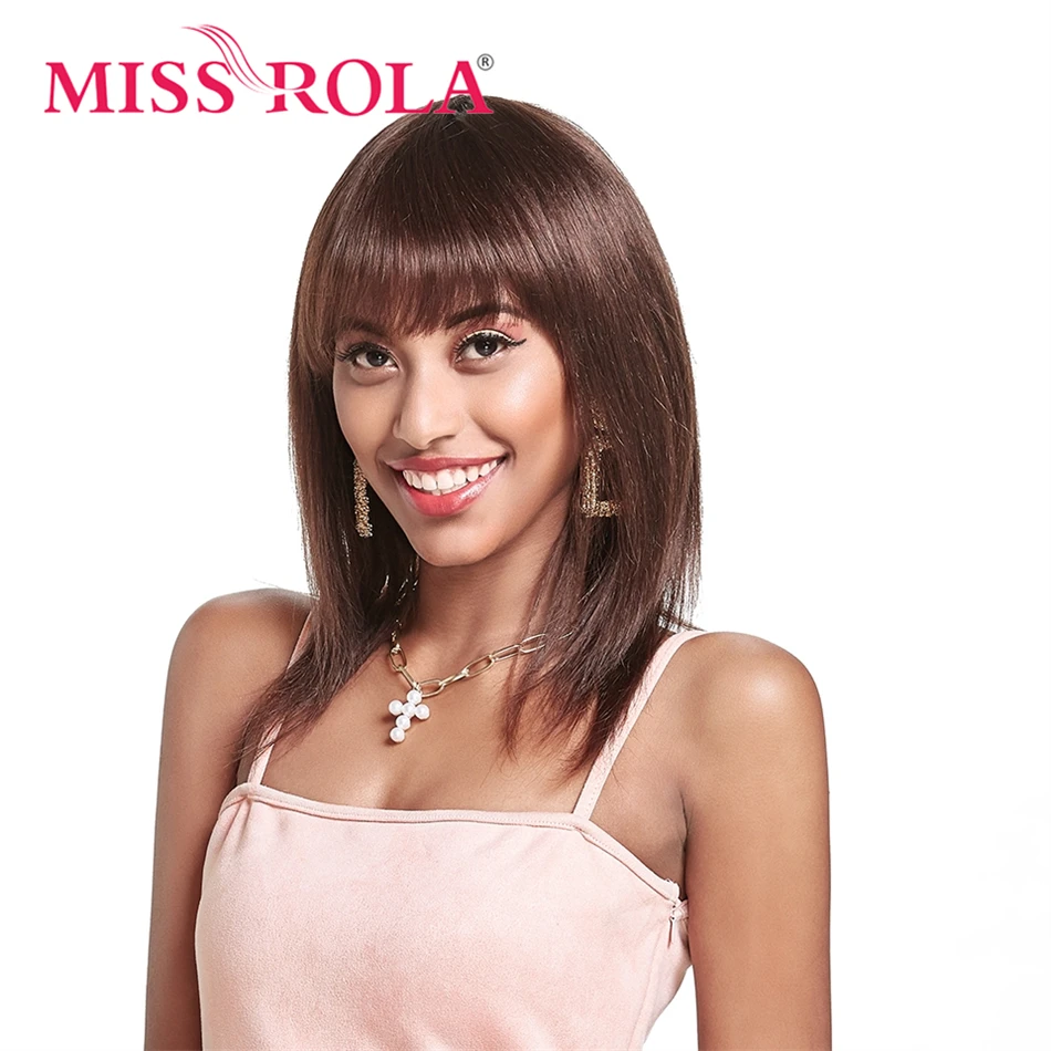 MISS ROLA #99J 4# 1B Color Straight Short Human Hair Wigs Brazilian Non-Remy Hiar 100% Human Hair Wigs Machine Made Short Wig