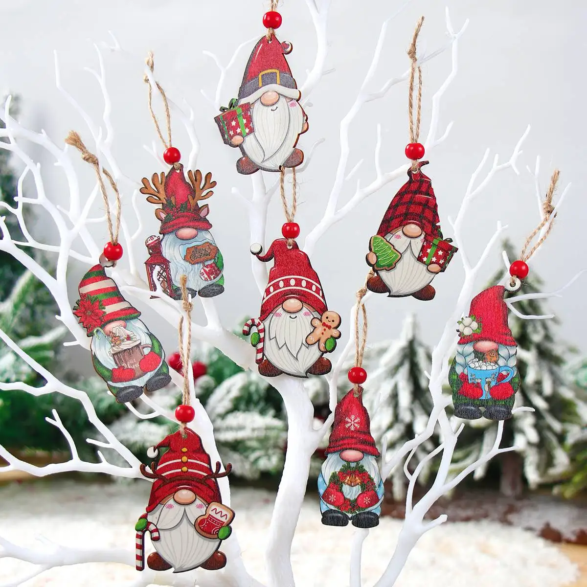 Chrsitmas Gnomes Wooden Pendants Christmas Decorations For Home Xmas Christmas Tree Ornaments 2023 Navidad Noel New Year 2024