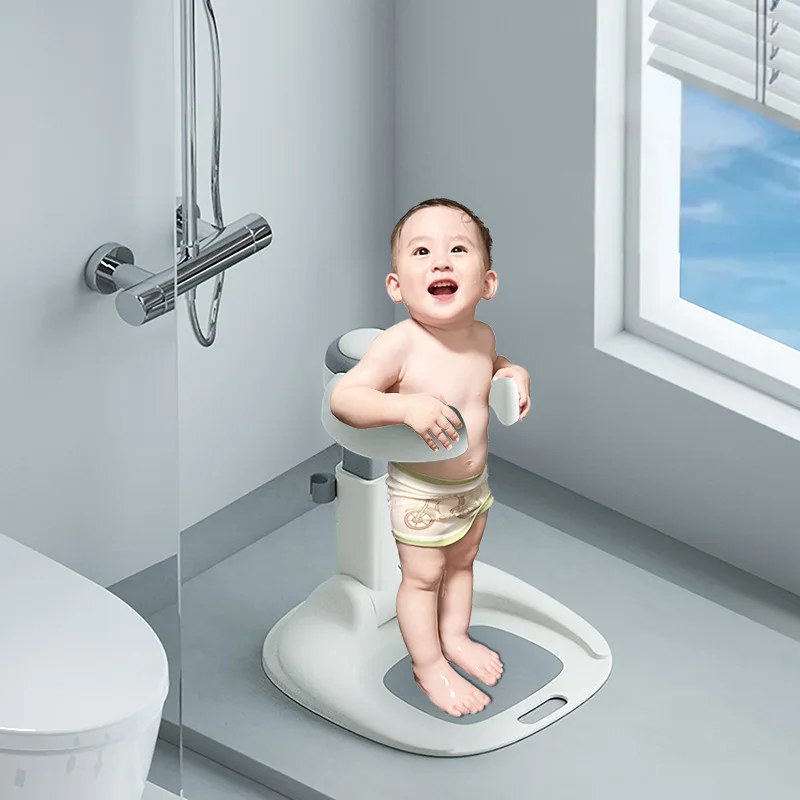 Portable Baby Standing Bath Rack Shower Support Holder Height Adjustable Infant Bathtub Stand with Nonslip Large Base