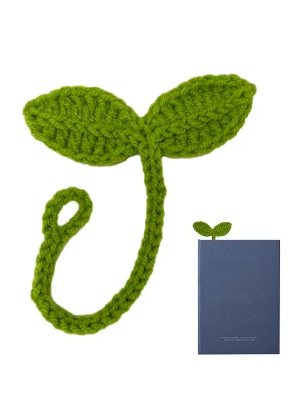 Crochet Sprout Bookmarks Wool Knitted Leaf Bud Bookmarks Decorative Corner Bookmark Portable Headphone Accessory for Women Men