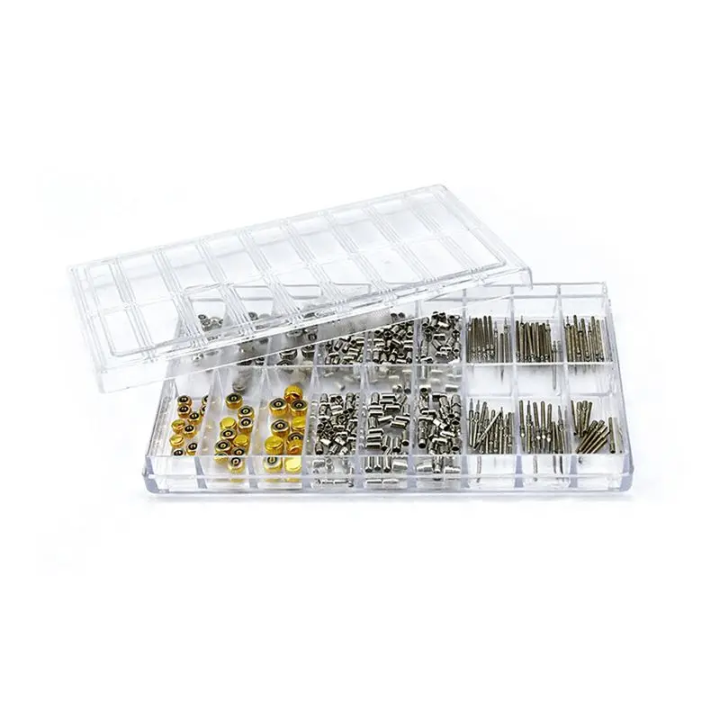 A84X-Watch Crown Parts Replacement Assorted Dome Flat Head,Handle Tubes, Handle Bushings Watch Replacement Repair Tool Kit