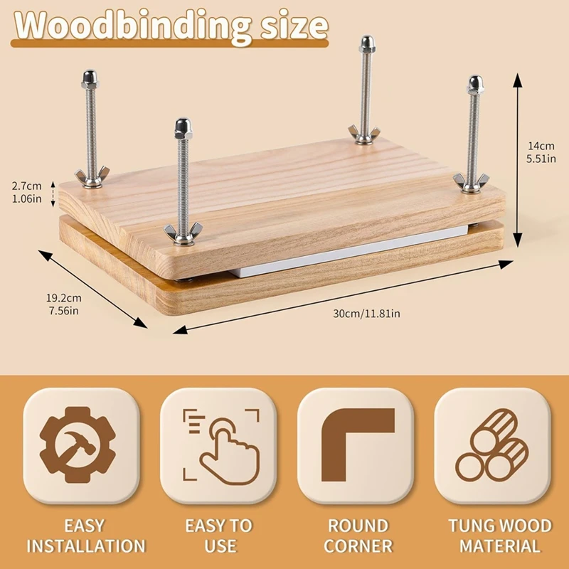 Buch presse, Buchbinder-Kits, Buchbinder zubehör, Buchbindeset für Anfänger Knochenordner-Tool für DIY 7,9x11,6 Zoll