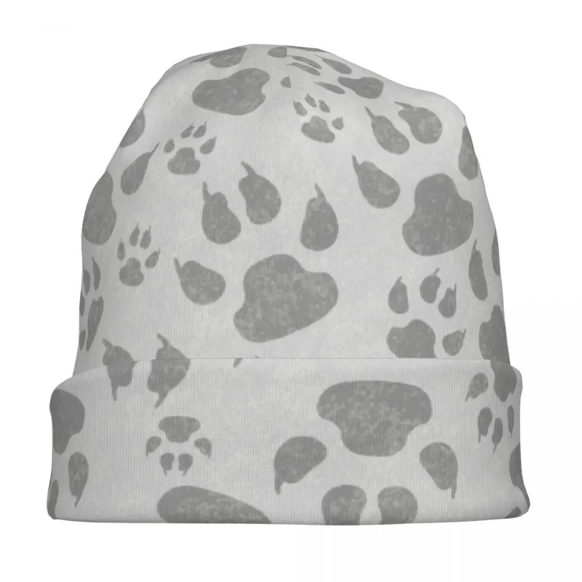 Gray Cat Paw Prints Cap Vintage Autumn Winter Outdoor Skullies Beanies Hats Spring Warm Multifunction Bonnet Knit Hat