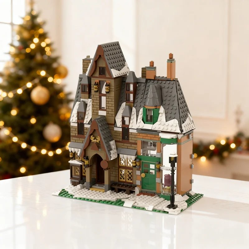 877pcs MOC Hogsmeade Village Mod Harry Model Building Blocks Craft Birthday Assemble Collection Education Display DIY Brick