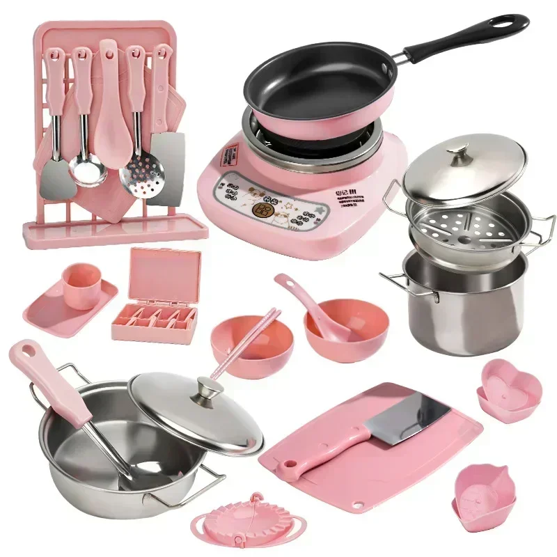 Hot Can Cook Funny Mini Kitchen Girl Baby Real Cooked Family Toy Set Girl Toys New Toddler Life Play Kitchen Accessories