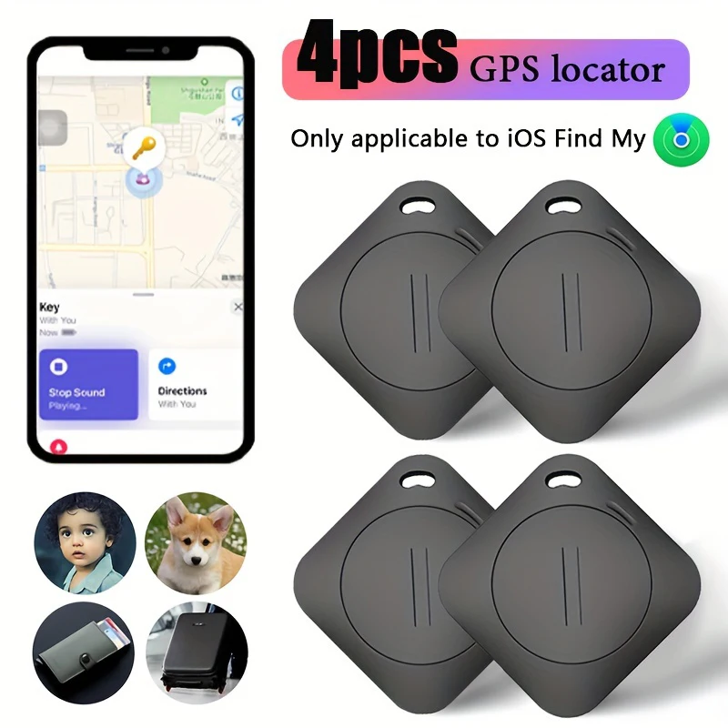 4PCS Smart Tag Global Locator GPS Tracker Works with iOS Find My APP Anti-lost Finder Locator for Keys Wallet Car Pet Luggage