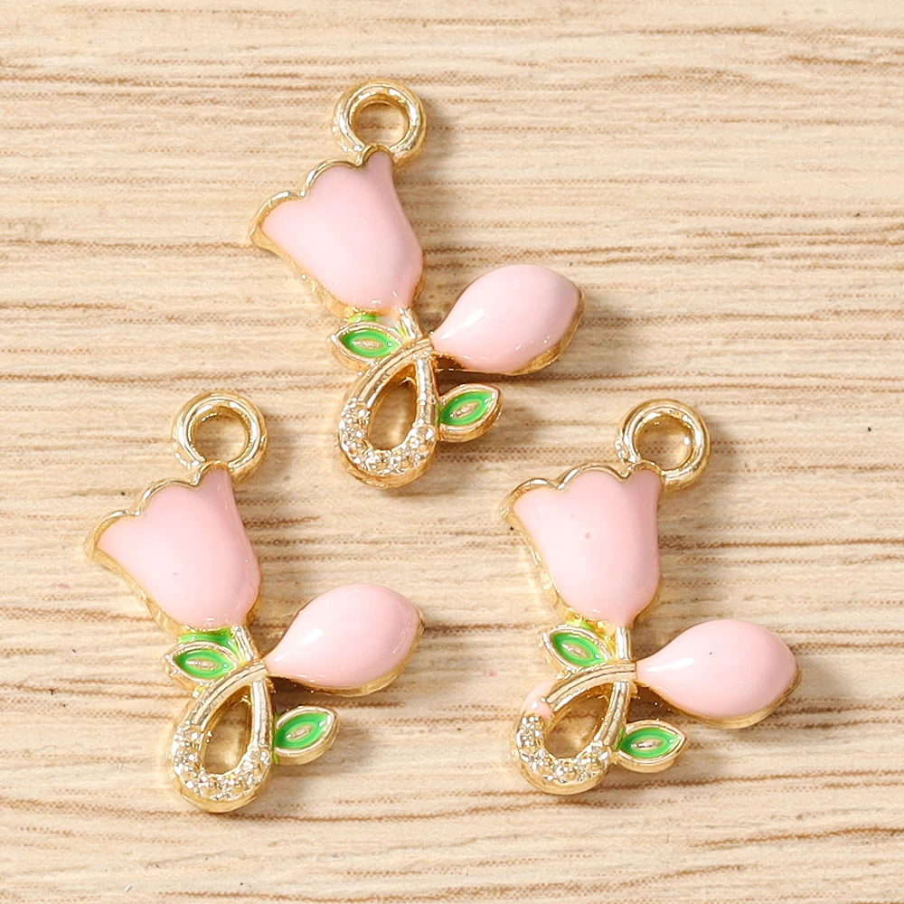 Tusember 20 Stück 11*12mm Niedliche Rosenblüten-Anhänger für Schmuckherstellung DIY Halskette Ohrringe Armband Handgemachtes Zubehör – Detail 4