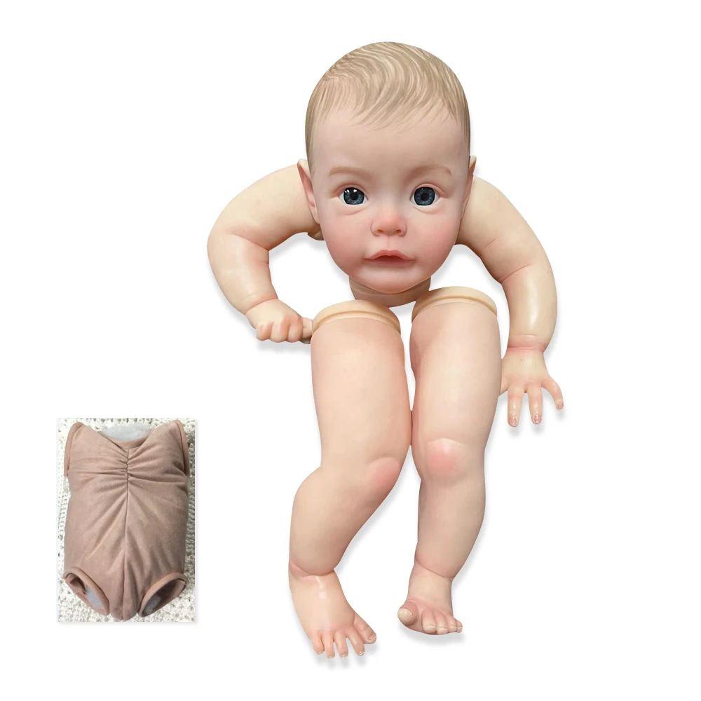 NPK 24inch Already Painted Reborn Doll Parts Sue-sue Awake Lifelike Baby 3D Painting with Visible Veins Cloth Body Included