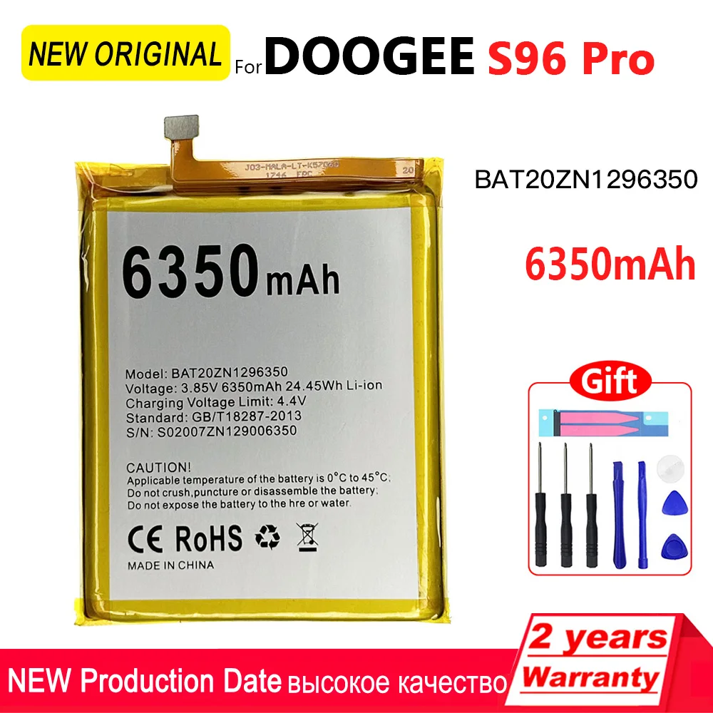 100% Original 6350mAh S96 PRO Battery For DOOGEE S96 Pro Battery 6.22\'\' Helio Octa Core Rugged Cell Phone S96GT LiIon Batteries