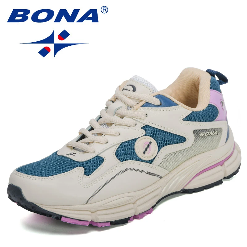 BONA 2022นักออกแบบใหม่วิ่งรองเท้าน้ำหนักเบา Breathable รองเท้าผ้าใบผู้หญิงวิ่งจ๊อกกิ้งเดินรองเท้ากีฬารองเท้า Feminimo